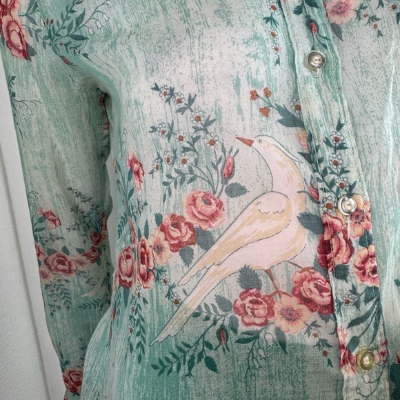 Stuffed shirt Vintage 60s 70s Sheer Shirt Floral Blouse.Size 11/32. A41 - Picture 5 of 15